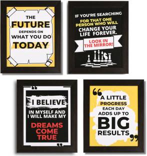 Wall Hanging Motivational Frames, Frame with Quotes for Wall for Entrepreneurs, Students, Business, Trading Set of 4 Paper Print