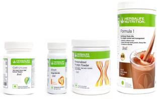 Herbalife Nutrition FORMULA-1SHAKE CHOCOLATE-500+PROTEIN POWDER 200+AFRESH -PEACH-+CELL U LOSS -90 Protein Shake