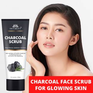 INTIMIFY Charcoal Face Scrub For Men- Tan Removal, Blackheads Removal & Deep Cleansing Scrub