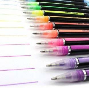 Funity 24 pcs Color Gel Neon Pen Set | Multicolor Metallic , Glitter , Highlighter , Fluorescent Pastel Color Ballpoint Pens for Coloring , Writing , Drawing , Doodling and Homework for Kids and Adults