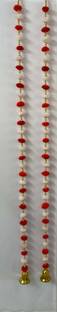 TATHAGATA Handmade Red White Color Strings for WallHanging Bandhanwar for Decoration 3ft 2 Toran