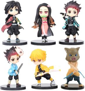 RVM Toys Demon Slayer Action Figure Set of 6 Size 7-8CM Toy for Car Dashboard,Cake Topper