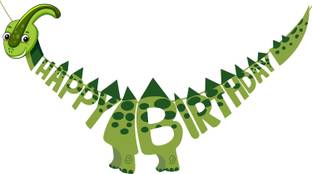 ZYOZI Green Color Dinosaur HAPPY BIRTHDAY Banner - Dinosaur Birthday Party Decorations Banner