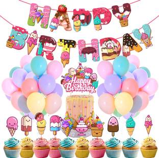 ZYOZI Ice Cream Party Favor Decorations, Ice Cream Theme Party Supplies( Pack of 37)