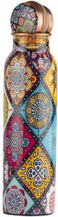 GOLDEN VALLEY Copper Water Bottle 1000 ml in Multi Colour Mandala Design Art Print Bottle 1000 ml Copper Bottle