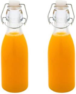 TOMATUS Airtight Rubber Seal Flip Caps, Clear Swing Top Glass Bottles for Home(Round) 250 ml Bottle