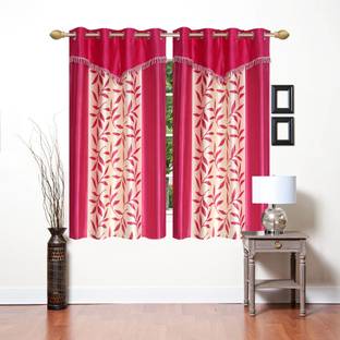 Ville Style 153 cm (5 ft) Window Polyester Semi Transparent Curtain (Pack Of 2)