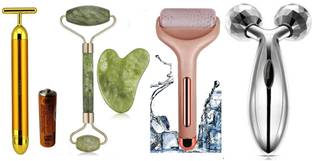 MORVIKA Ice Roller Face Massager, Jade Roller-Gua Sha,3D Body Massager,T Gold Massager
