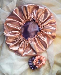 Attune Satin bonnet sleeping Cap Adjustable reversible bonnet (ROSE GOLD) Hair Band
