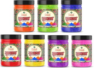 Dhawak Herbal Gulal Color 200g Each Total1.4 Kg Abir NonToxic Eco Friendly Holi Color Holi Color Powder Pack of 7