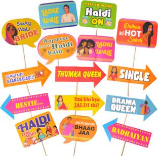 Party Decorz Haldi Ceremony Photo Booth Party Props Set Of 15 Pcs Photo Booth Board