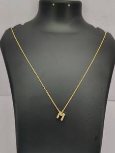 DHARM JEWELS GOld Plated Amrecian Diamond M Letter Shap Necklaces And Chain Diamond Gold-plated Plated Alloy Chain