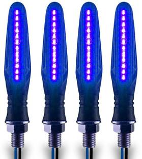 Autofledge Set of 4 Indicator Turn Signal Light for Bike Front, Side, Rear Blue LED Brake Light Motorbike LED (12 V, 10 W)