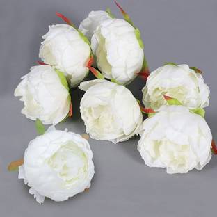 well art gallery Artificial White Peony Heads For Home, Wedding Decor (6, White) Peony Flower White Peony Artificial Flower