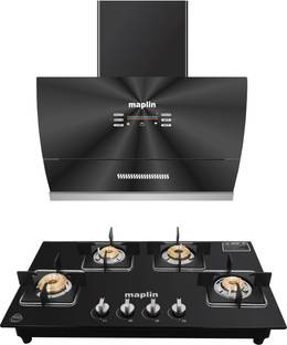 Maplin Combo of Voice Chimney VC60 + Gas Cooktop GH04 Auto Clean Wall Mounted Black 1400 CMH Chimney