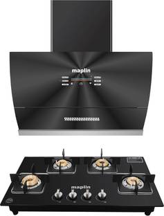Maplin Combo of Voice Chimney VC90 + Gas Cooktop GH04 Auto Clean Wall Mounted Black 1400 CMH Chimney