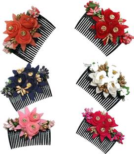 Myra Collection set o f 6 Flower Design Jooda Pin Pearl Hairpin Comb For Women Hair Pin