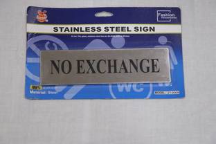 Triock Stainless Steel NO EXCHANGE Message Name Plate