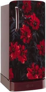 Ainan Decor 60.96 cm Natural Red Flowers Single Door Fridge Sticker (60x120 cm) Self Adhesive Sticker