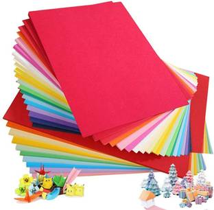 greencom Coloured Paper Pk 100 Sheets , 10 Assorted Colours Handmade Origami Paper, Arts and Craft Scrap Book Essential for Kids Activities A4 80 gsm Craft paper