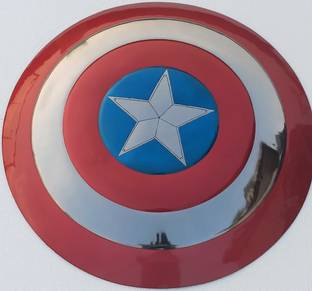 Ascent India Heavy Metal Made Captain America Shield For Wall Hanging And Kids Game With Leather Cover Gift