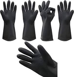 Eopzo Rubber Plastic Multipurpose Natural Gum Rubber Reusable Wet and Dry Glove Set