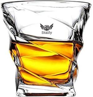 Staify (Pack of 4) Twisted Crystal Glass For Drink Whisky | Transparent Glass Material With Elegant Stylish Design Glass Set Whisky Glass