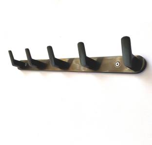 BTL 5 Peg Clothes Hanger for Wall & Behind Door - Satin Black Finish Hook Rail 5