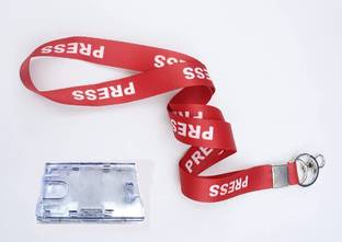 AmanGola Press Ribbon with id Card Holder(RED) 20 mm Lanyard (RED) Lanyard