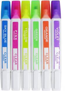 Kandle 6pcs Erasable Highlighter Twin Head Marker Pen Light Pen Drawing Art Supplies