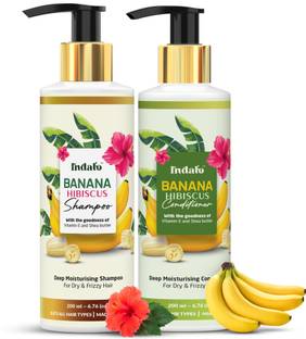 Indalo Banana Hibiscus Moisturizing Hair Shampoo and Conditioner with Vitamin E (Combo)
