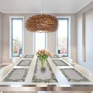 PRAKARTIK Green, White 180 cm Table Runner