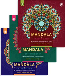 Mandala Colouring Books for Adults with Tear Out Sheets | DIY Activity Books | Frame After Colouring - Set of 3 Books