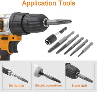 uptoak 5pcs HSS Easy Out Broken Bolt Extractor Kit with Extension Screw Holder Water Pipe Remover Set Power Drill Bit Tool for Screw or Bolt 1/8 to 3/4 inch