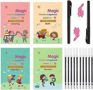 mayureshcollection Copybook (4 Books + 10 Refill) sank magic practice copy book for kids