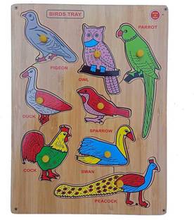 FireFlies Wooden Birds Puzzle With Nob for kids
