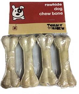 TommyChew Brandon 4 Inch 4 Pcs White Digestible Rawhide Pressed Bone For Dogs Dog Chew