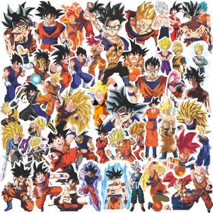 CLICKEDIN 7.62 cm Anime Dragon Ball Stickers, 50 Pieces, Strong Adhesive for Laptop Mobile and Car Self Adhesive Sticker