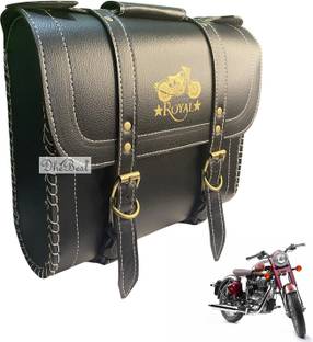 Dhe Best Bike Saddle Bag Waterproof Golden Buckle Black for Ral Enfid Continental GT Saddle Bag Black Leatherette Motorbike Saddlebag