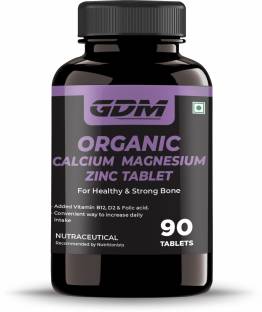 gdm nutraceuticals llp ORGANIC Calcium + Vitamin D3 + Zinc + Magnesium 90 Coated Tablets