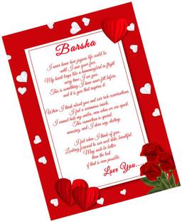 Midas Craft I Love You Barsha Love Letter Quotes 27 Greeting Card