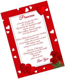 Midas Craft I Love You Praveen Love Letter Quotes 27 Greeting Card