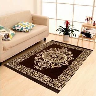 Rudra Decor Brown Cotton Carpet