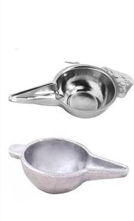 Jayam Traditional Silver Aluminium Paladai / Bondla Feeding Bowl for Born Babies / Pack of 2  - Aluminium, silver