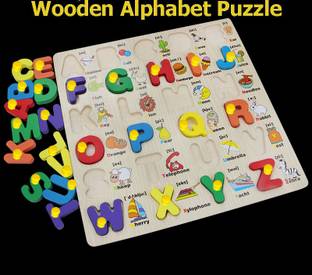SHALAFI Alphabet AtoZ Learning Letter puzzle Board Game with Pictures For Play&Fun Toy