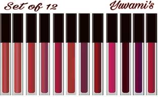 Yuvami's Set of 12 Long Lasting Liquid Lipsticks Matte Finish (Multicolor)