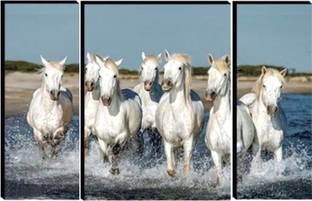 SRAF 7 Horses Running in Water Set of 3 Digital Reprint 12 inch x 18 inch Painting