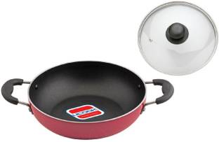 UCOOK Non-Stick Aluminium Induction Base Kadhai 24 cm diameter with Lid 2.5 L capacity