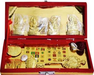 Prabhu Bhakti Shri Laxmi shri kuber Dhan Bhandari box for home Puja Decorative Showpiece  -  10 cm