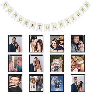 Rozi Decoration "Congratulations" & Photo Bunting Banner for Anniversary(Con&Photo Banner White)